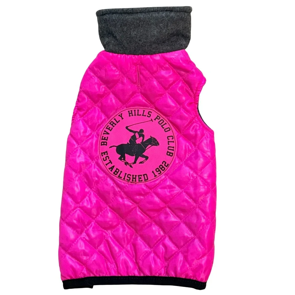Beverly Hills Polo Club Dog Vest Small Pink Quilted Fleece Puffer Jacket Preppy